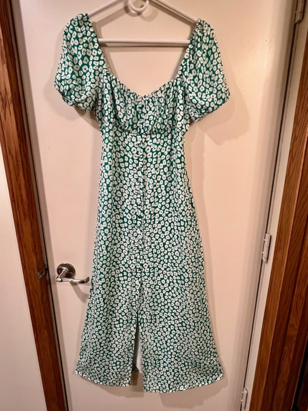 NWOT Kookai Green and White Cheetah Printed Maxi Dress - Size 4